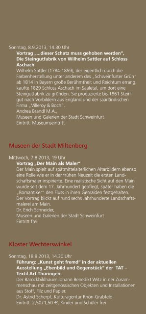 8 museen 8 orte 8 geschichten 100 jahre mainfränkisches museum