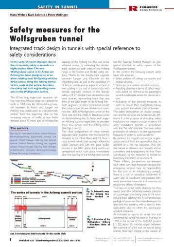 Safety measures for the Wolfsgruben tunnel - Rhomberg Bahntechnik