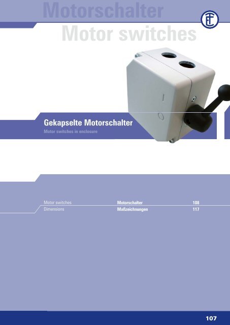 Motorschalter Motor switches - ELEKTRA Tailfingen