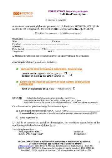 FORMATION inter organismes Bulletin d'inscription - Rhone Solidaires
