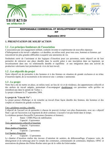 1. PRESENTATION DE SOLID'ACTION 1.1 . Les principes ...