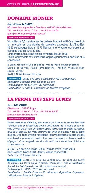 Guide Corabio des Vignerons bio de RhÃ´ne-Alpes