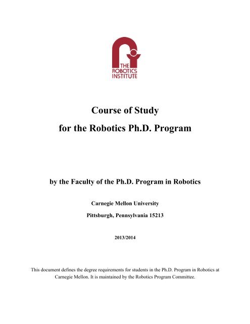 Course of Study - The Robotics Institute - Carnegie Mellon University
