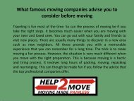 What famous moving companies advise you to consider before moving
