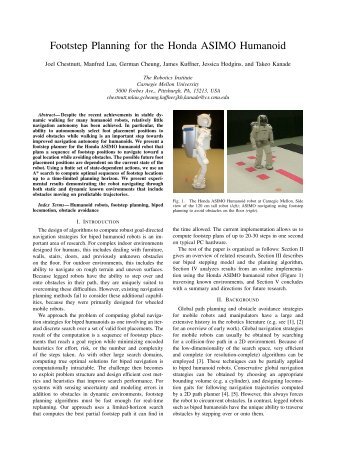 Footstep Planning for the Honda ASIMO Humanoid - ResearchGate