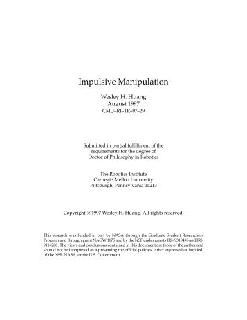 Impulsive Manipulation - The Robotics Institute - Carnegie Mellon ...