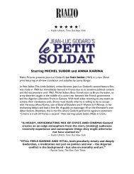 LE PETIT SOLDAT Nat'l Press Release - Rialto Pictures