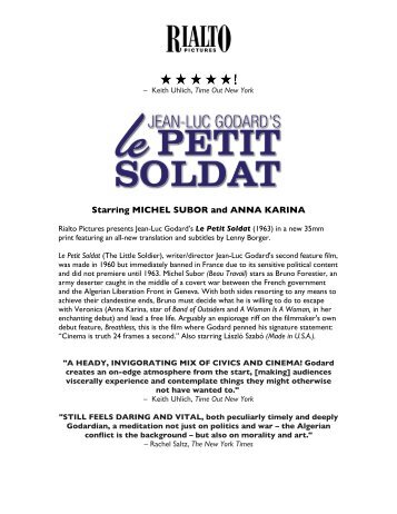 LE PETIT SOLDAT Nat'l Press Release - Rialto Pictures