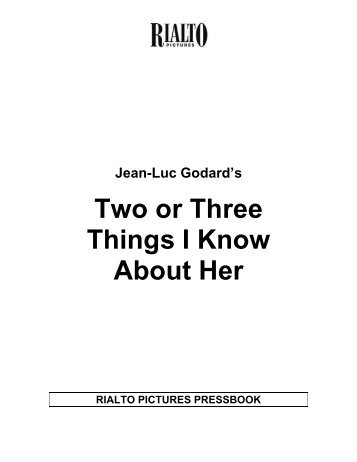 Jean-Luc Godard's Two Or Three Things I Know ... - Rialto Pictures