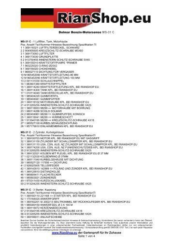 Dolmar Benzin-Motorsense MS-31 C www.RianShop.eu der ...