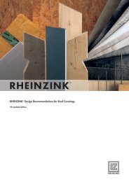 Rheinzink Design Recommendations for Roof Coverings