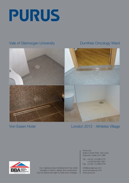Purus Wetroom, Shower, Ensuite and Bathroom Drainage Solutions