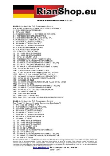 Dolmar Benzin-Motorsense MS-20 C www.RianShop.eu der ...