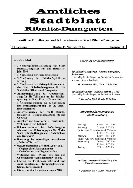 Stadtblatt Nr. 10/2004 - Ribnitz-Damgarten