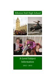 Sixth Form Subject Information Guide - Ribston Hall High School