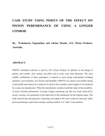 CASE STUDY USING PISDYN OF THE EFFECT ON ... - Ricardo