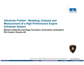 Valvetrain Friction - Modeling, Analysis and Measurement ... - Ricardo