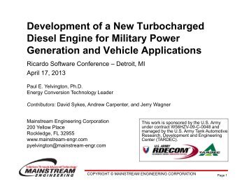 Development of a New Turbocharged Diesel Engine for ... - Ricardo