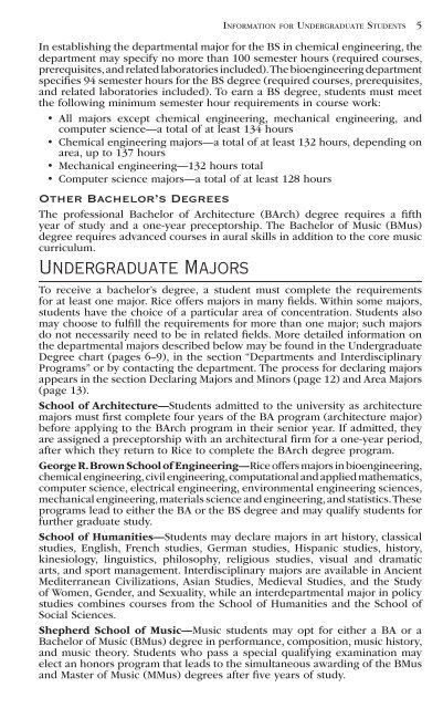 Information for Undergraduate Students - Rice University