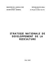 MINISTERE DE L'AGRICULTURE REPUBLIQUUE DU MALI - JICA