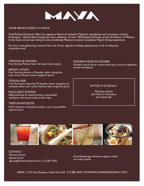 Private Events at Maya New York - Richard Sandoval Restaurants