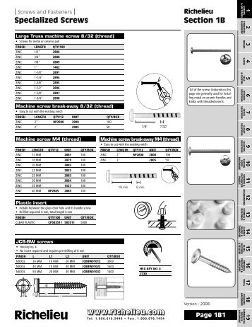 Section 01B: Specialized Screws - Richelieu