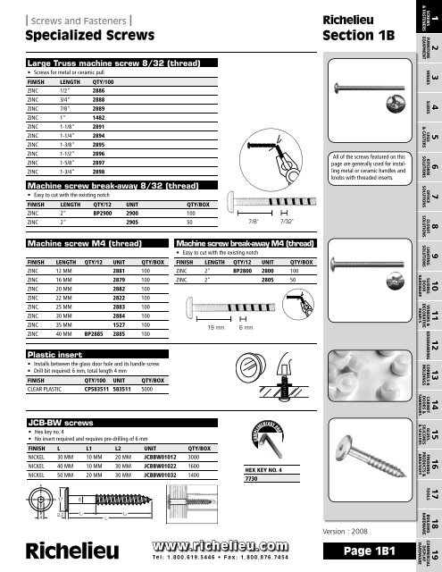 Section 01B: Specialized Screws - Richelieu