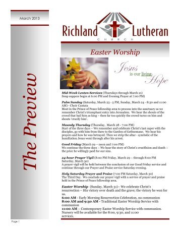 March - Richland Lutheran Church