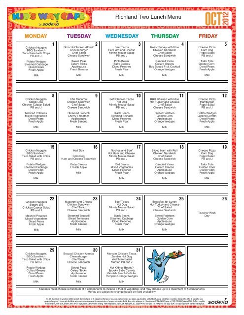 Map Rch One Lunch Richland Two Lunch Menu - Richland School District Two!