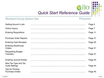 Alio Processor Reference Guide - Richland School District Two!