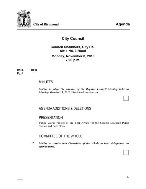 Printer-Friendly Agenda - City of Richmond