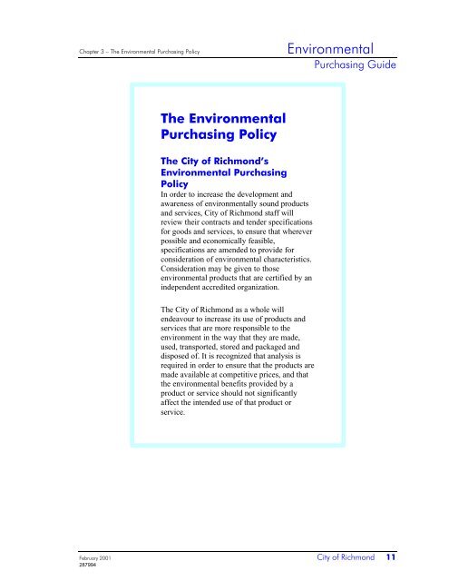The Environmental Purchasing Policy - City of Richmond