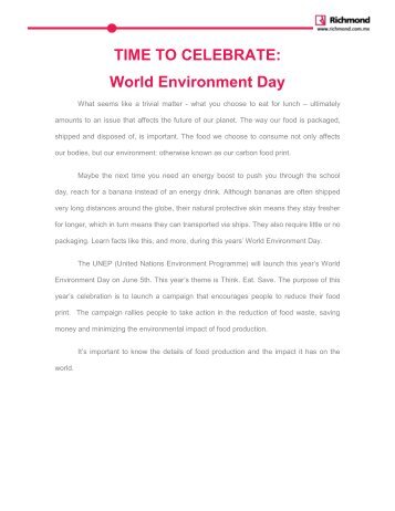 TIME TO CELEBRATE: World Environment Day - Richmond