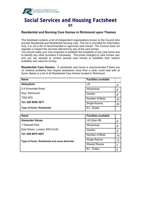 Social Services and Housing Factsheet 01 - London Borough of ...