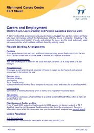 Richmond Carers centre Fact Sheet - Careres and Employment