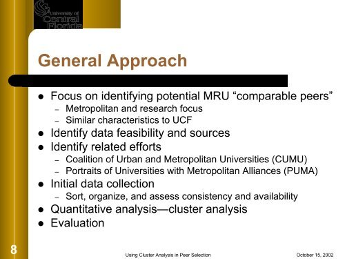 Using Cluster Analysis for Peer Selection - University Analysis and ...