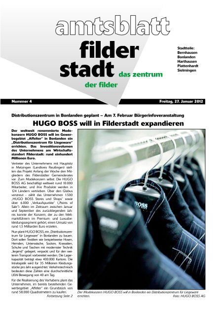 HUGO BOSS will in Filderstadt expandieren - Stadt Filderstadt
