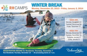 Winter Break programs - Town of Richmond Hill