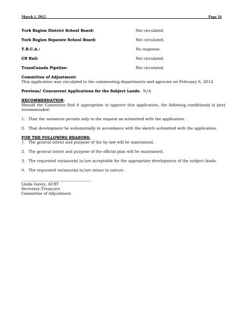 March 1, 2012 Page 1 AGENDA TOWN OF RICHMOND HILL ...