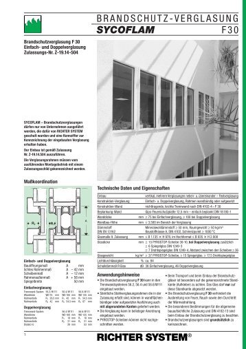 BRANDSCHUTZ-VERGLASUNG SYCOFLAM F30 - Richter System