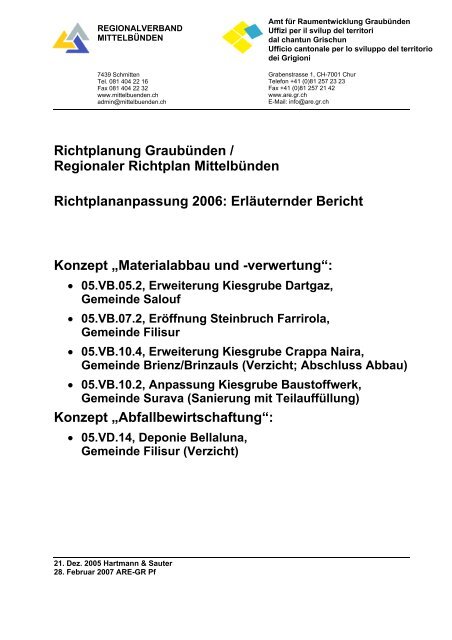 Richtplanung GraubÃ¼nden / Regionaler Richtplan MittelbÃ¼nden ...