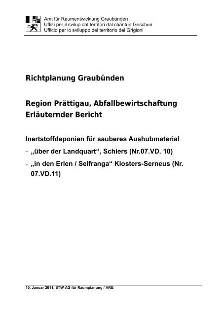 âin den Erlen / Selfrangaâ Klosters-Serneus - Richtplan GraubÃ¼nden