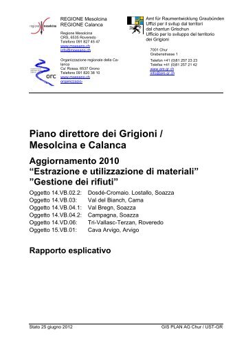 Piano direttore dei Grigioni / Mesolcina e Calanca - Richtplan ...