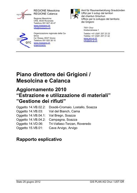 Piano direttore dei Grigioni / Mesolcina e Calanca - Richtplan ...