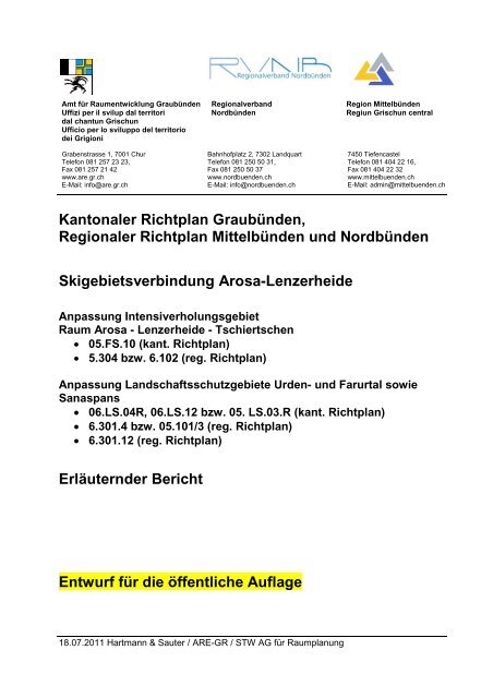 Kantonaler Richtplan GraubÃ¼nden, Regionaler Richtplan ...