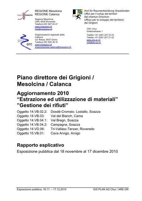 Piano direttore dei Grigioni / Mesolcina / Calanca - Richtplan ...