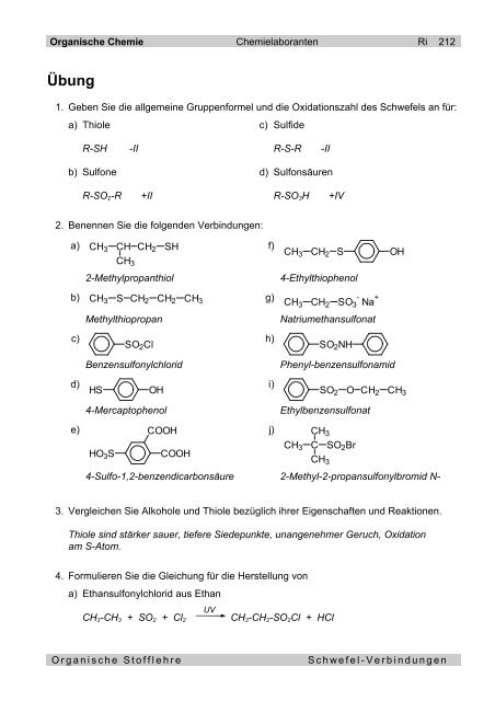 Schwefelverbindungen - Ricki.ch