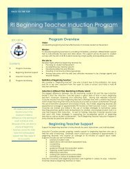 RI Beginning Teacher Induction Program - Rhode Island ...