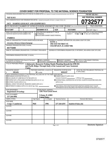 NSF Forms - Ridge 2000 Program