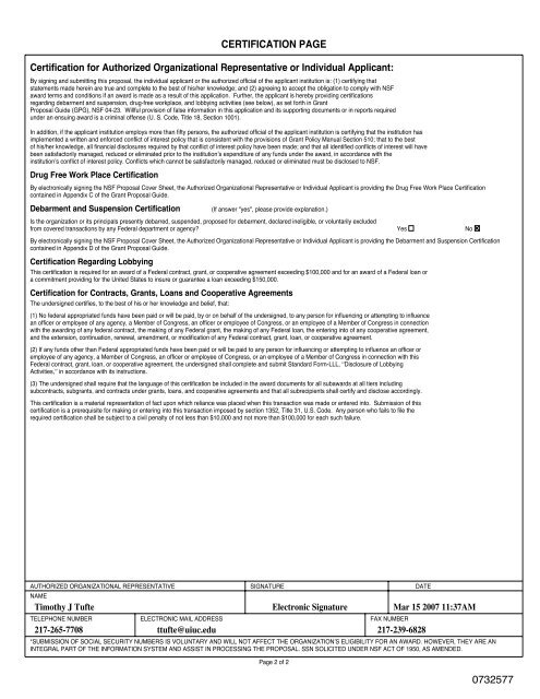 NSF Forms - Ridge 2000 Program